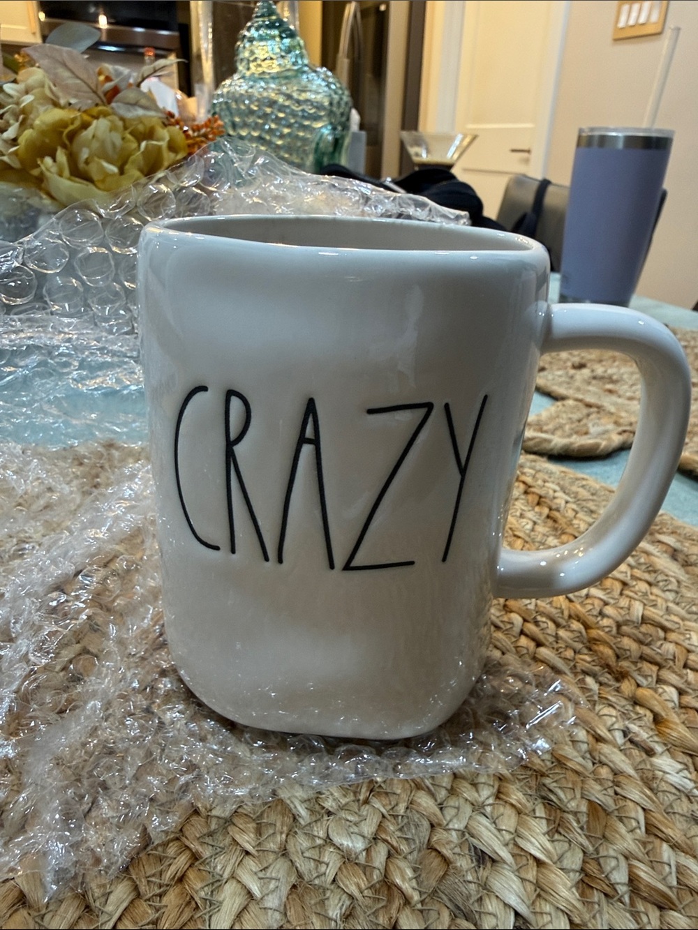 Rae Dunn White Ceramic Mug with BLACK 'CRAZY' Lettering